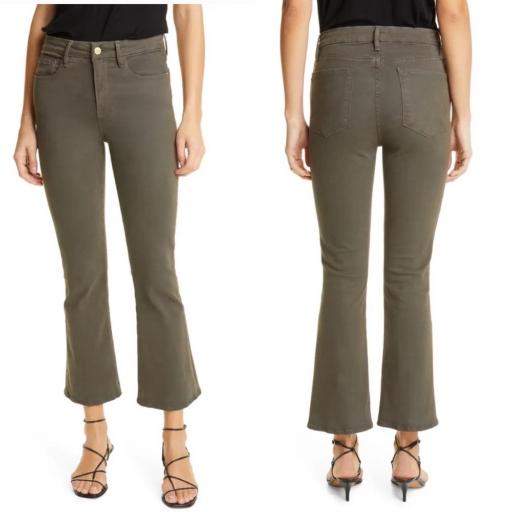 Frame Denim Le Crop Mini Boot in Deep Moss